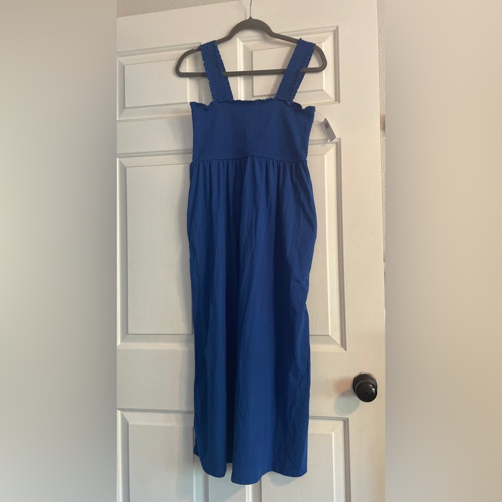 Blue Sleeveless Midi Dress